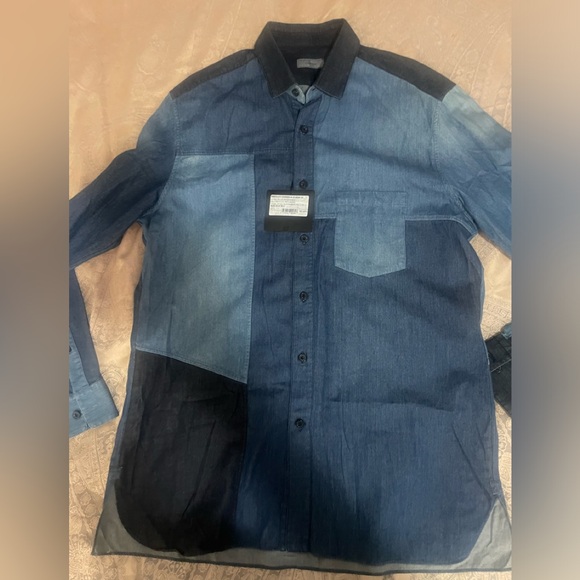 Lanvin Men Patch Denim Shirt Sz 15.5/M - Picture 7 of 7